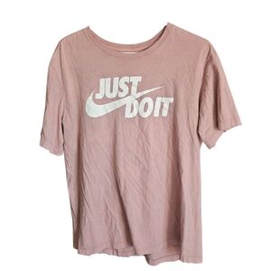 Nike Just Do It Pink Graphic T Shirt Large Swoosh Logo